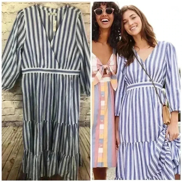 Madewell Striped Tiered Maxi Size 16 Plus Size NWT. Condition is New with tags - Picture 1 of 8
